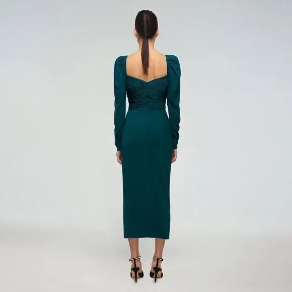 knee length dresses for ladies Self portrait Deep Teal Iris Midi Dress